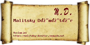 Malitsky Dömötör névjegykártya